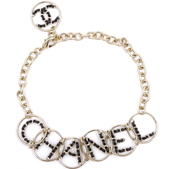 Xxl Cc Logo Spelled Out Gold Choker Necklace - Picture 2 of 8